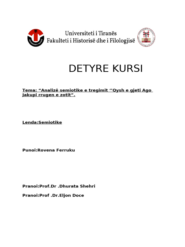 Detyre Kursi (semiotike) | PDF