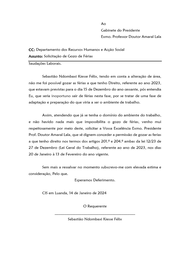 Carta para Presidente | PDF