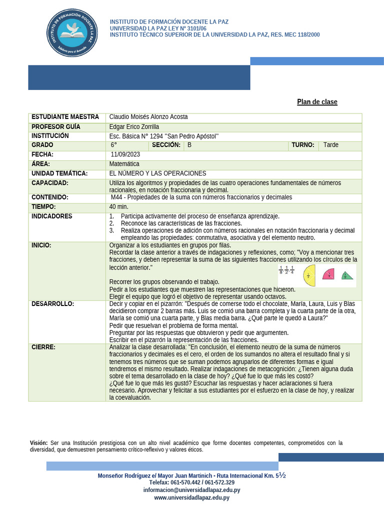 PLAN DE CLASE 2023 Claudio Mate Clase 1 | PDF | Número racional | Maestros