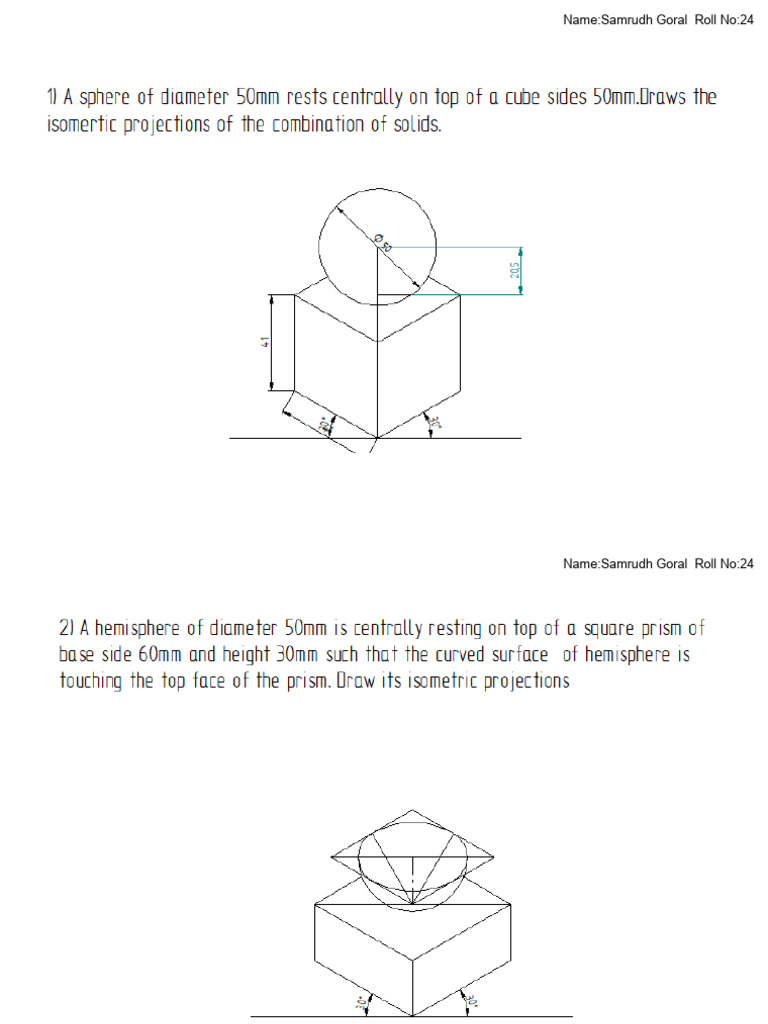 Isometric Caed 1st Year Vtu | PDF