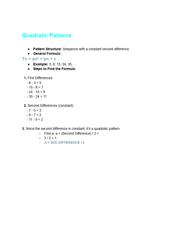 Understanding Quadratic and Cubic Patterns | PDF | Quadratic Equation ...