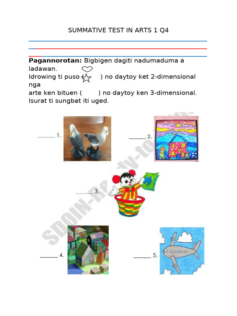 Summative Test In Arts 1 Q4 Pdf