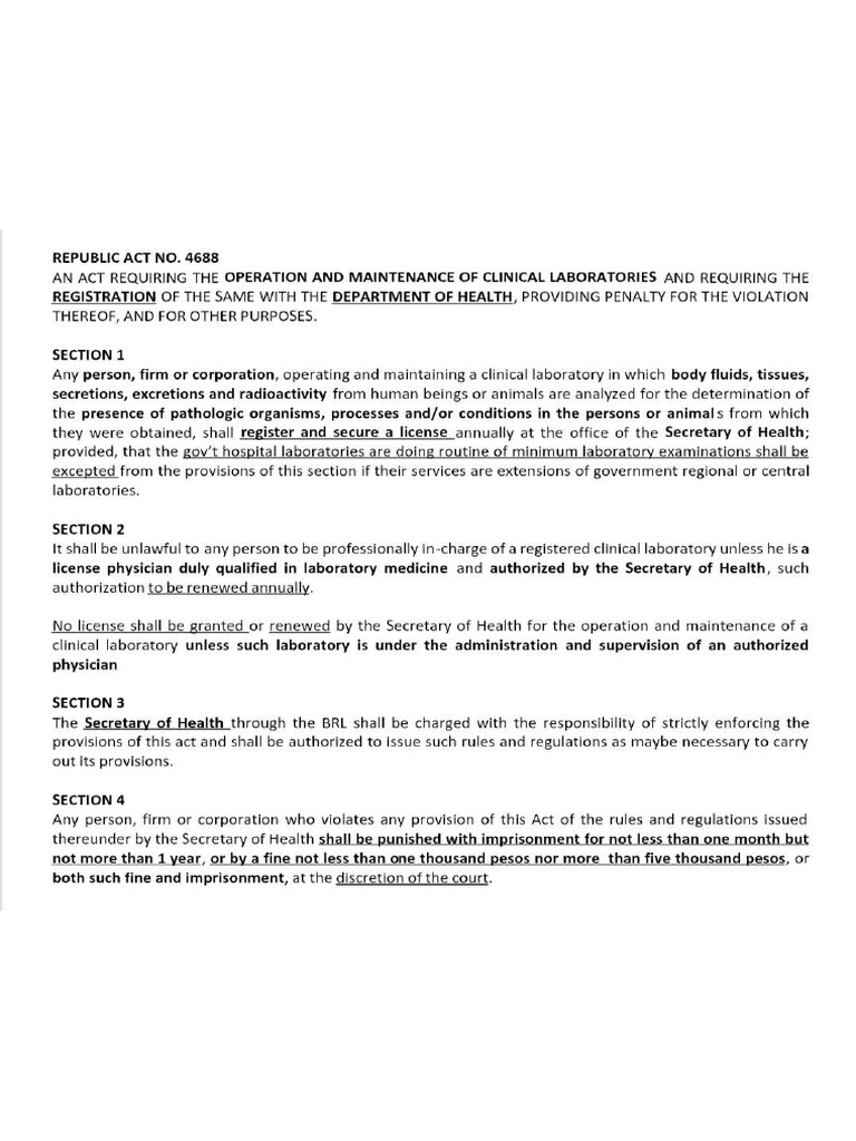 Clinical Lab Laws | PDF