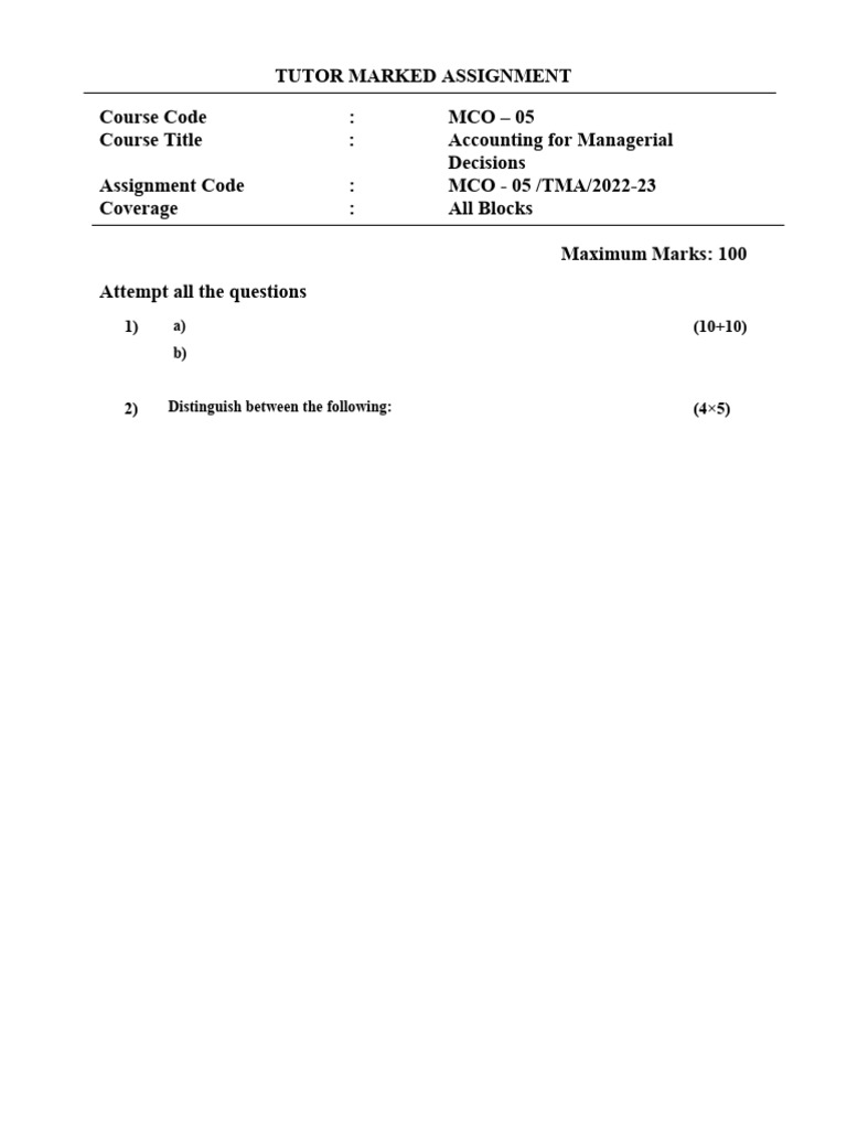 Accounting for Managerial Decisions TMA | PDF | Cost Accounting | Budget