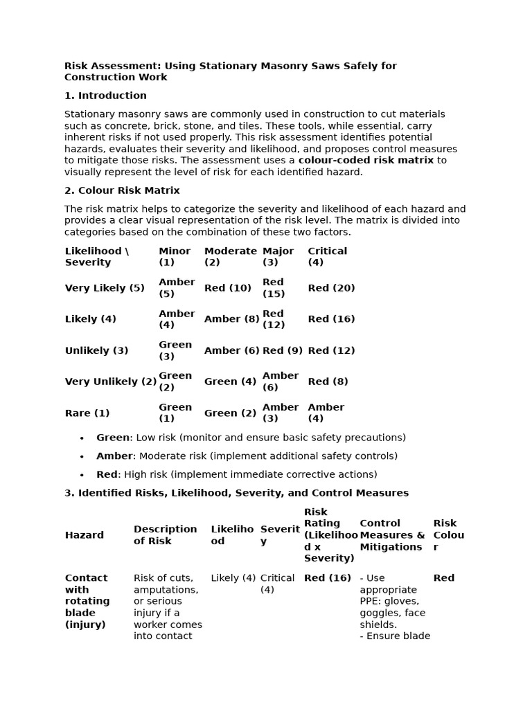 Safe Use of Stationary Masonry Saws | PDF | Personal Protective ...