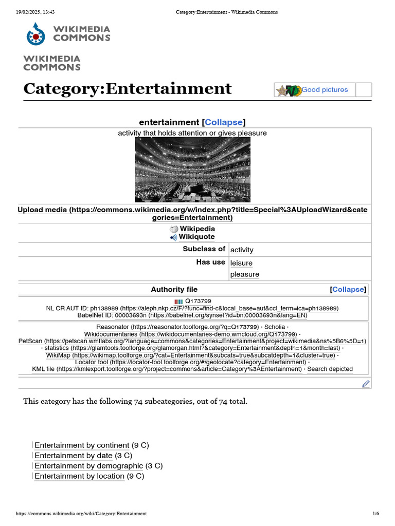 Category_Entertainment - Wikimedia Commons | PDF | Entertainment