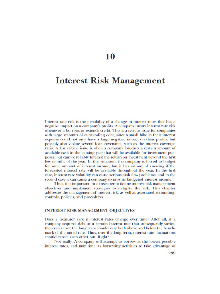 TreasMgt Chapter 10 - Interest Risk Management | PDF