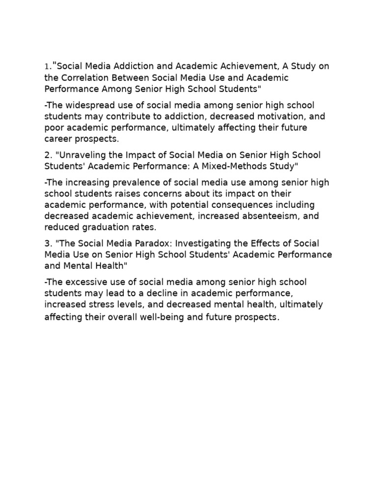 High Schoolers & Social Media Impact | PDF