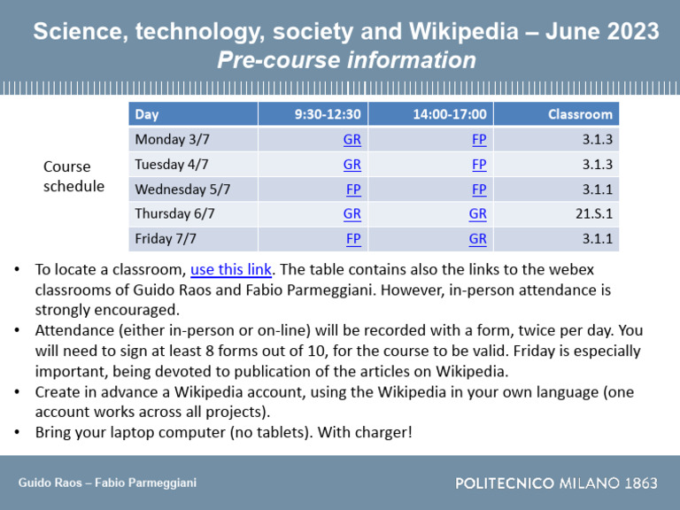 Science & Technology Course Schedule | PDF