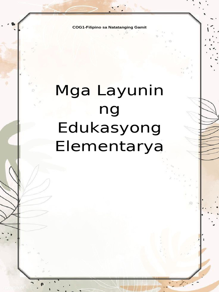 Mga Layunin | PDF