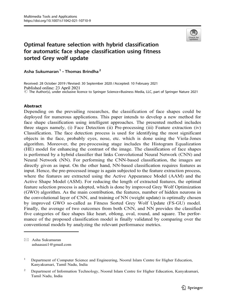 Optimal Feature Selection With Hybrid Classification For Automatic Face ...