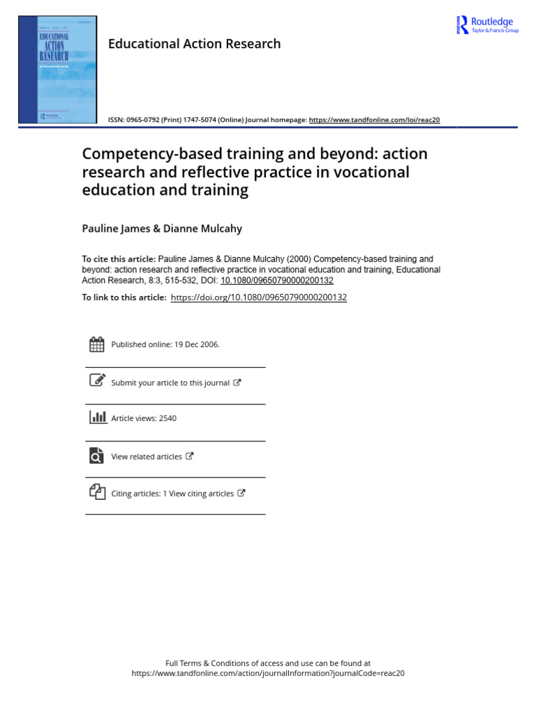 Competency-Based Training in VET Action Research | PDF | Reflective ...
