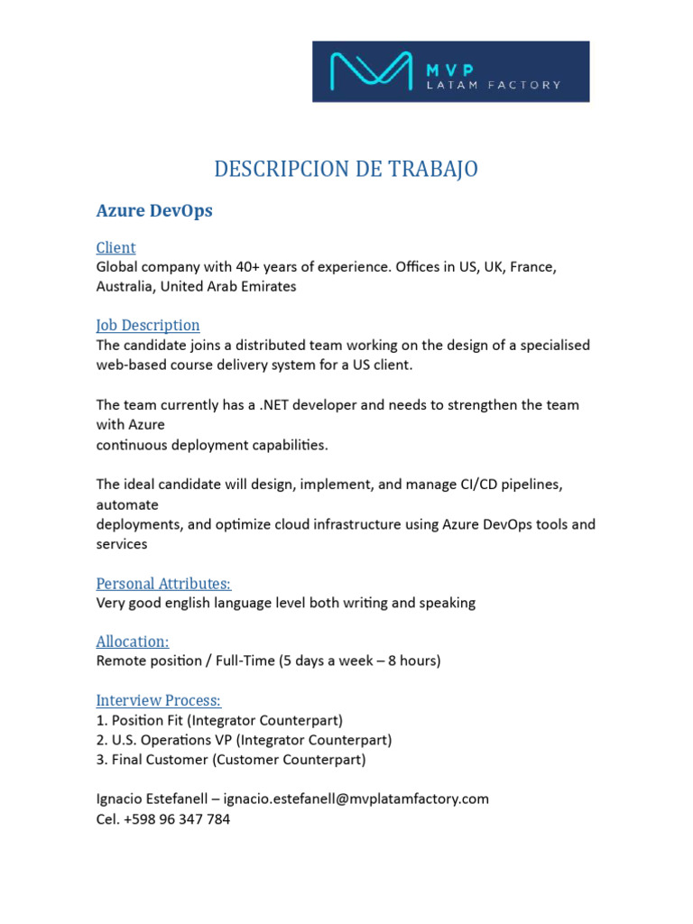 Azure DevOps Engineer Remote Job | PDF