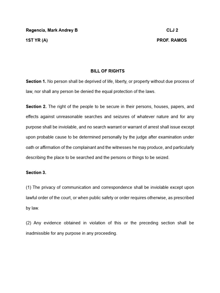 Bill of Rights | PDF | Search And Seizure | Bail
