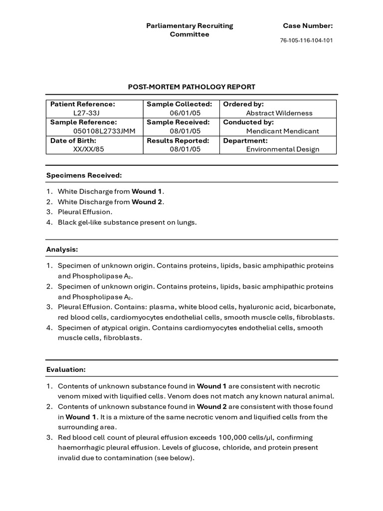 Post-Mortem Pathology Report Analysis | PDF | Cell (Biology) | Cardiac ...