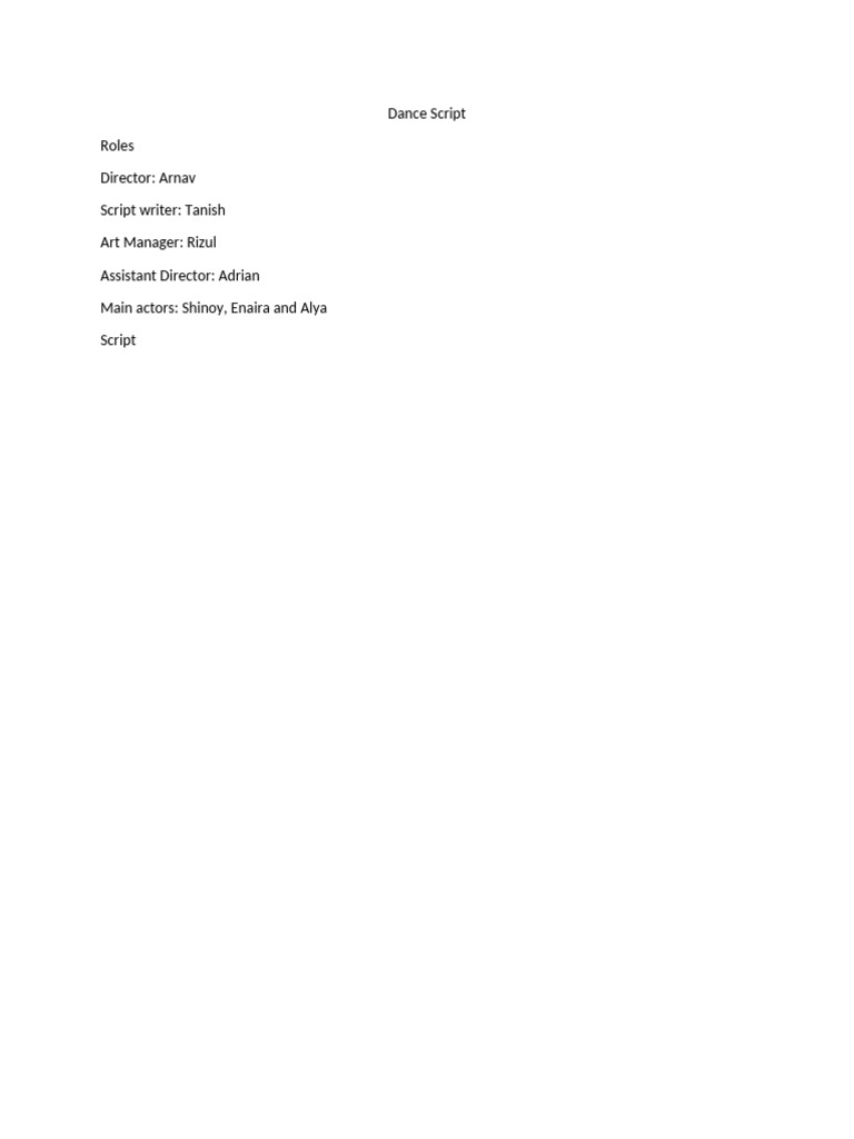 Dance Script for Performance Roles | PDF