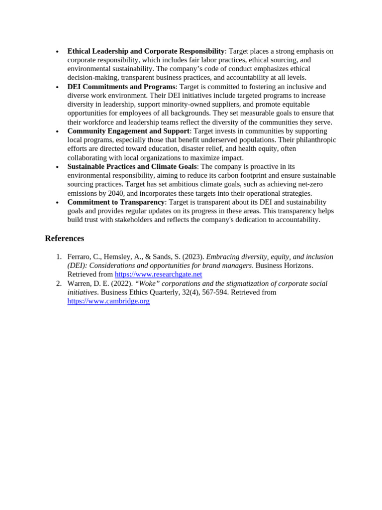 Target's Commitment to Ethical Leadership | PDF