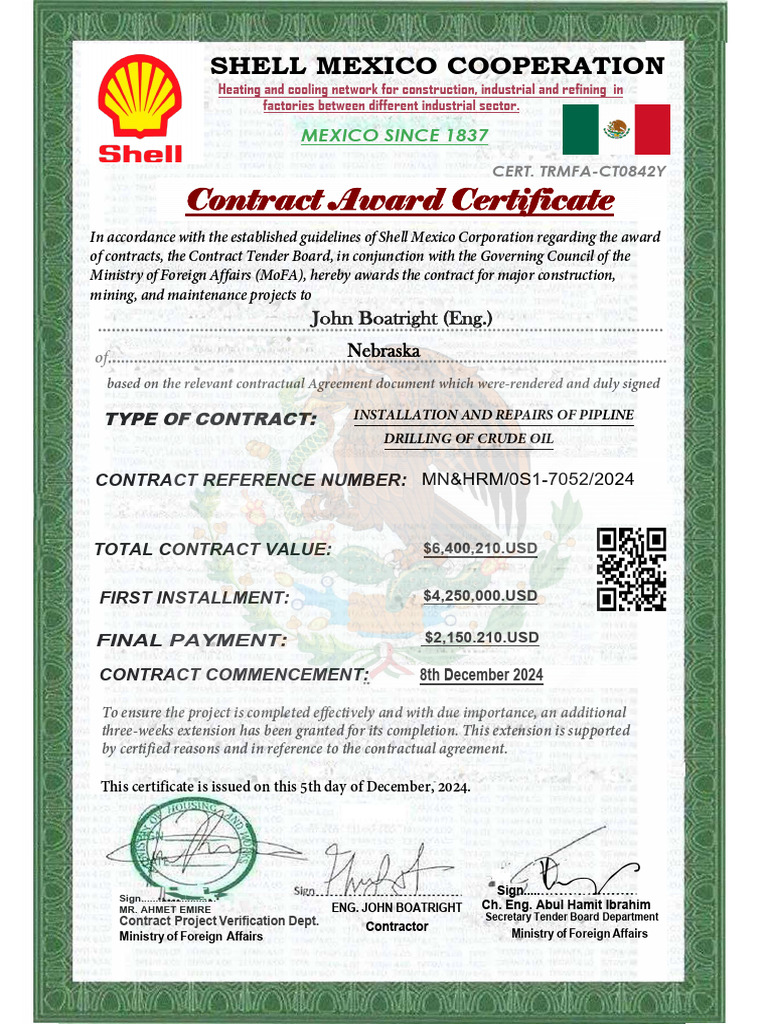 Shell Mexico Contract Award Details | PDF | Petroleum | Petroleum Industry