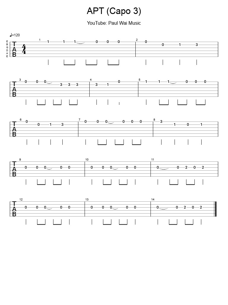 APT Guitar Tabs in Capo 3 | PDF