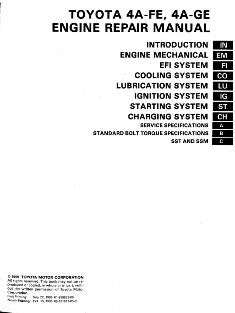 Toyota 4A-FE, 4A-GE Engine Repair Manual | PDF