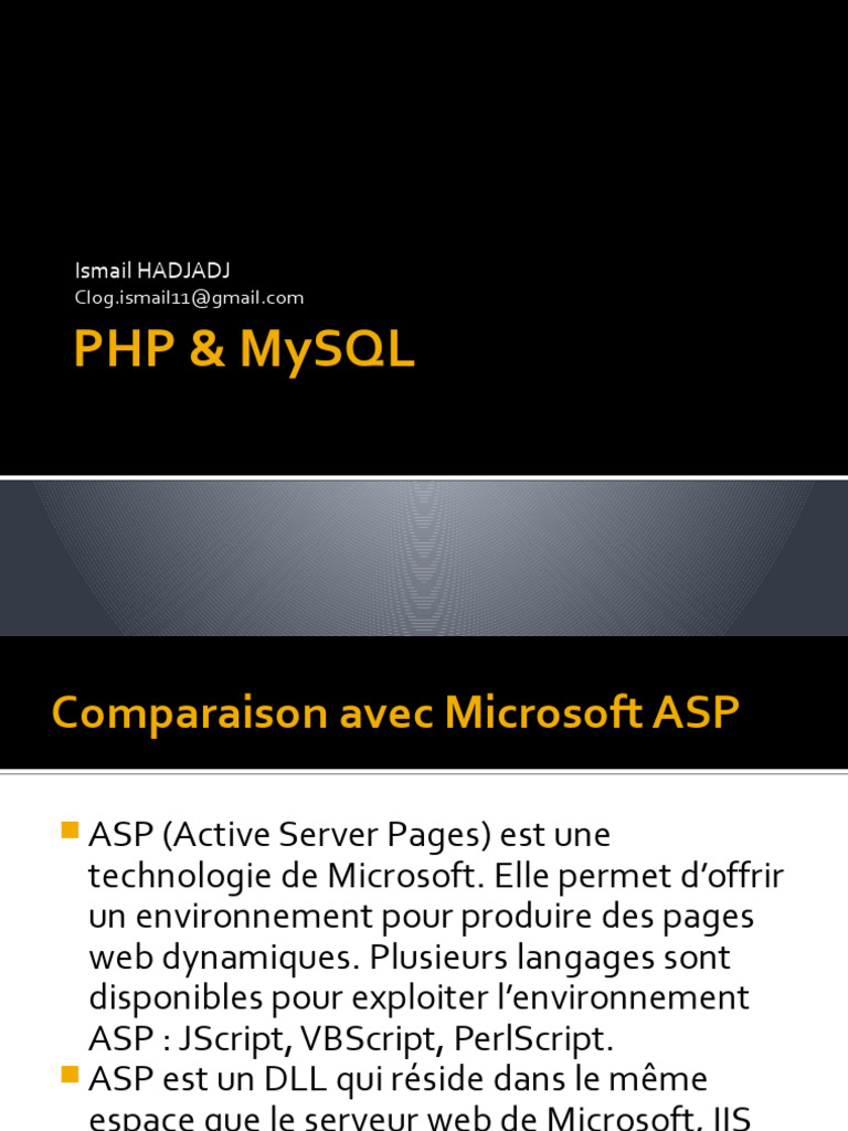 Comparaison PHP, MySQL et ASP | PDF | Pages serveur actives | MySQL