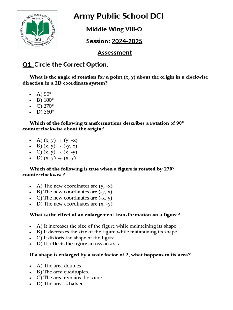 2024-2025 APS DCI Assessment Guide | PDF