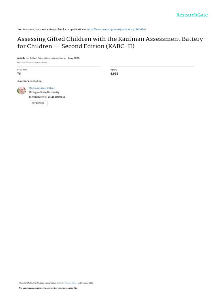 KABC-II for Assessing Gifted Children | PDF | Mental Processes | Learning