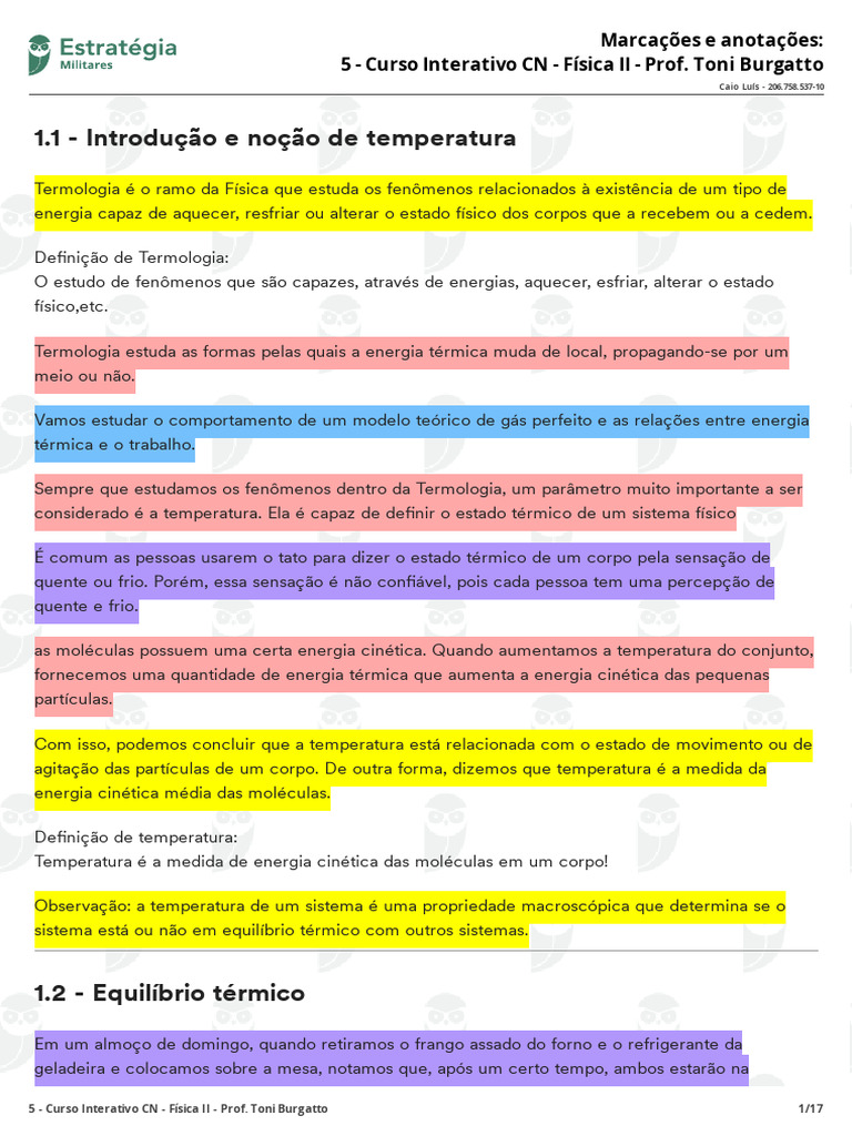 Introdução à Termologia e Temperatura | PDF | Temperatura | Calor