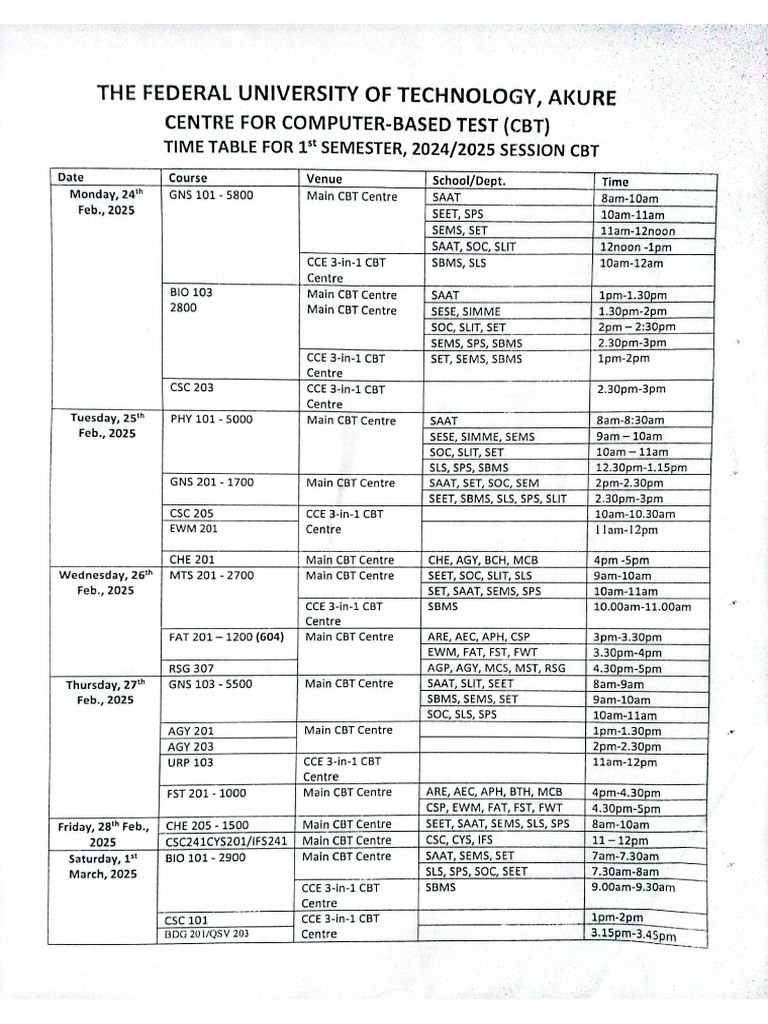 First Semester Computer Based Test 20242025 | PDF