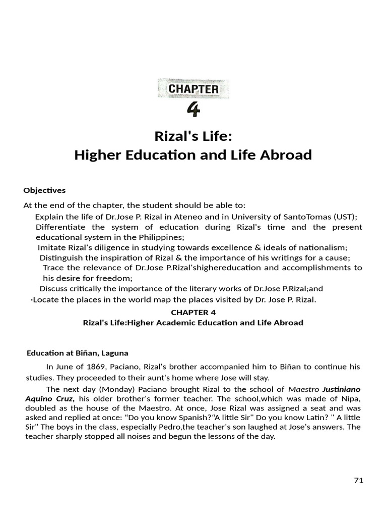 Rizal's Higher Education Journey | PDF | Manila | Philippines