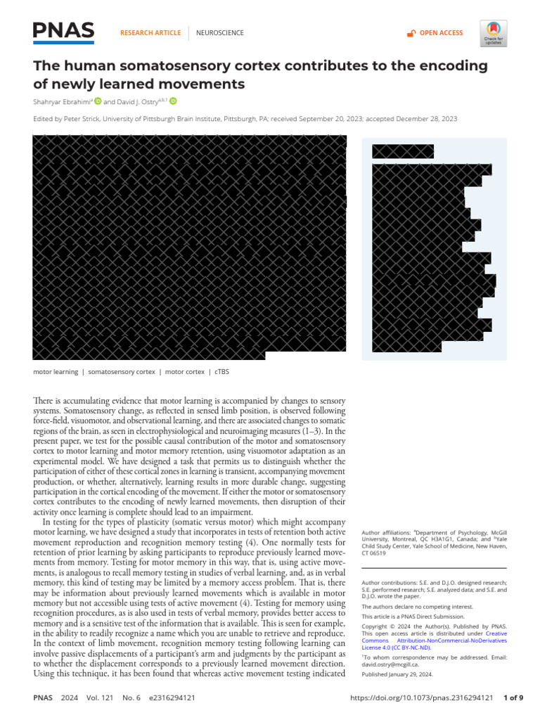 The Human Somatosensory Cortex Contributes To The Encoding of Newly ...