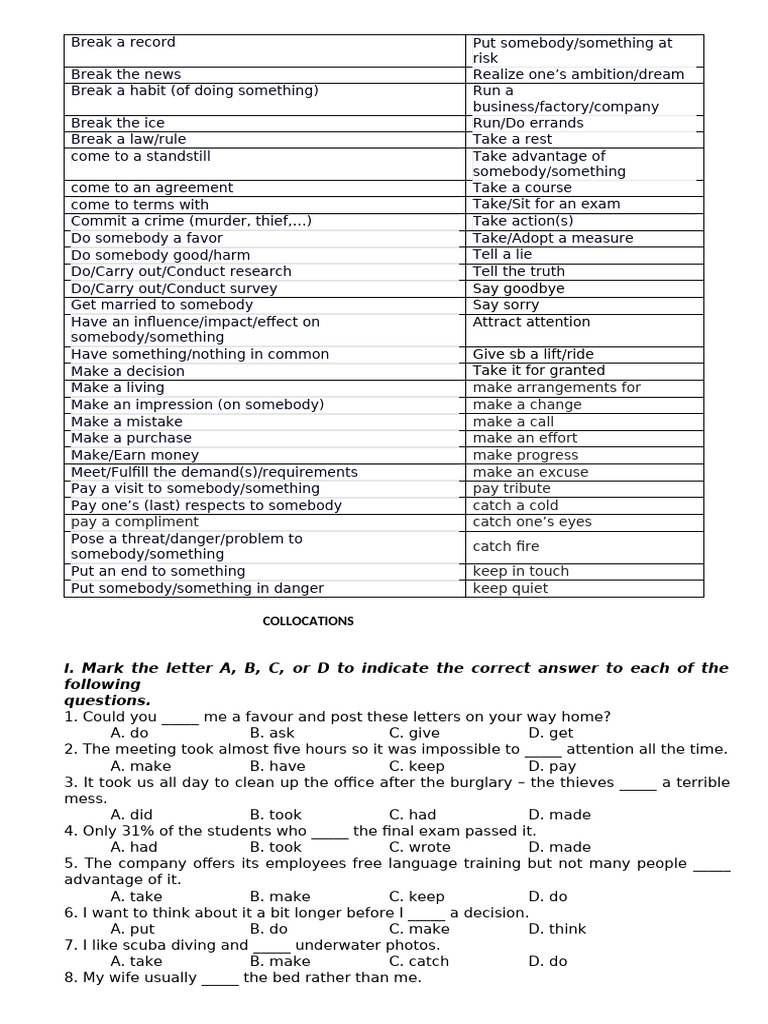 Essential English Collocations Practice | PDF | Climate Change | Arctic