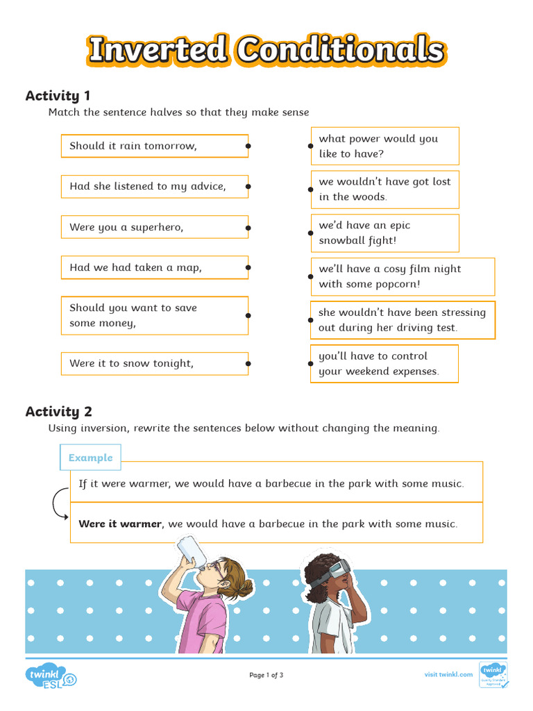 Inverted Conditionals Practice Worksheet | PDF | English As A Second Or ...