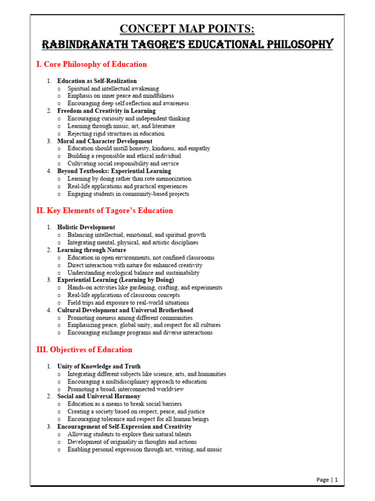 Tagore's Educational Philosophy Overview | PDF | Learning | Philosophy ...