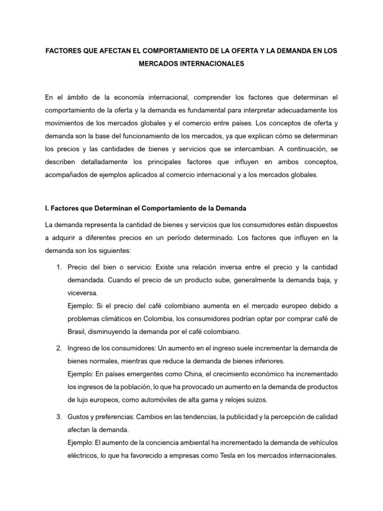 Factores Clave en Oferta y Demanda Global | PDF | Oferta (economía ...
