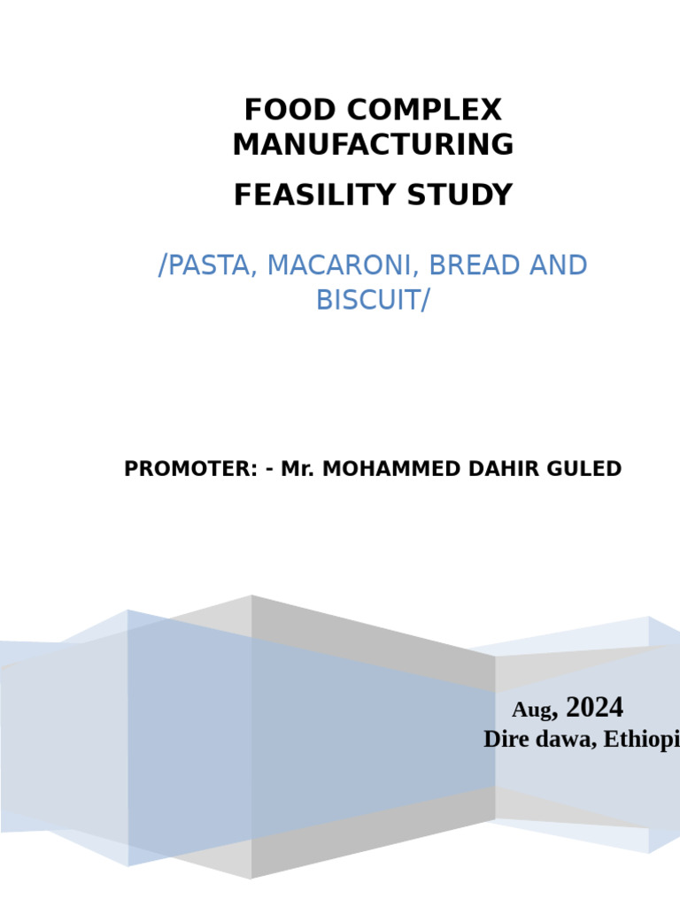 Dire Dawa Food Complex Feasibility Study | PDF | Pasta | Business Process