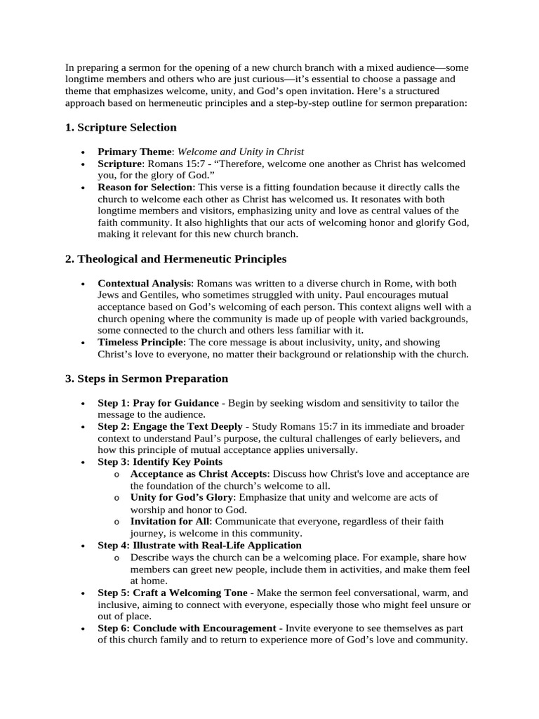 Sermon Guide for Church Opening | PDF | Epistle To The Romans | Jesus