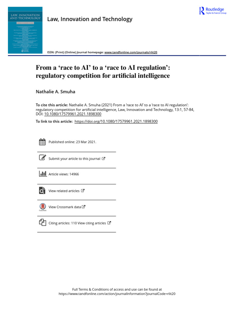 Race to AI Regulation Explained | PDF | Artificial Intelligence ...