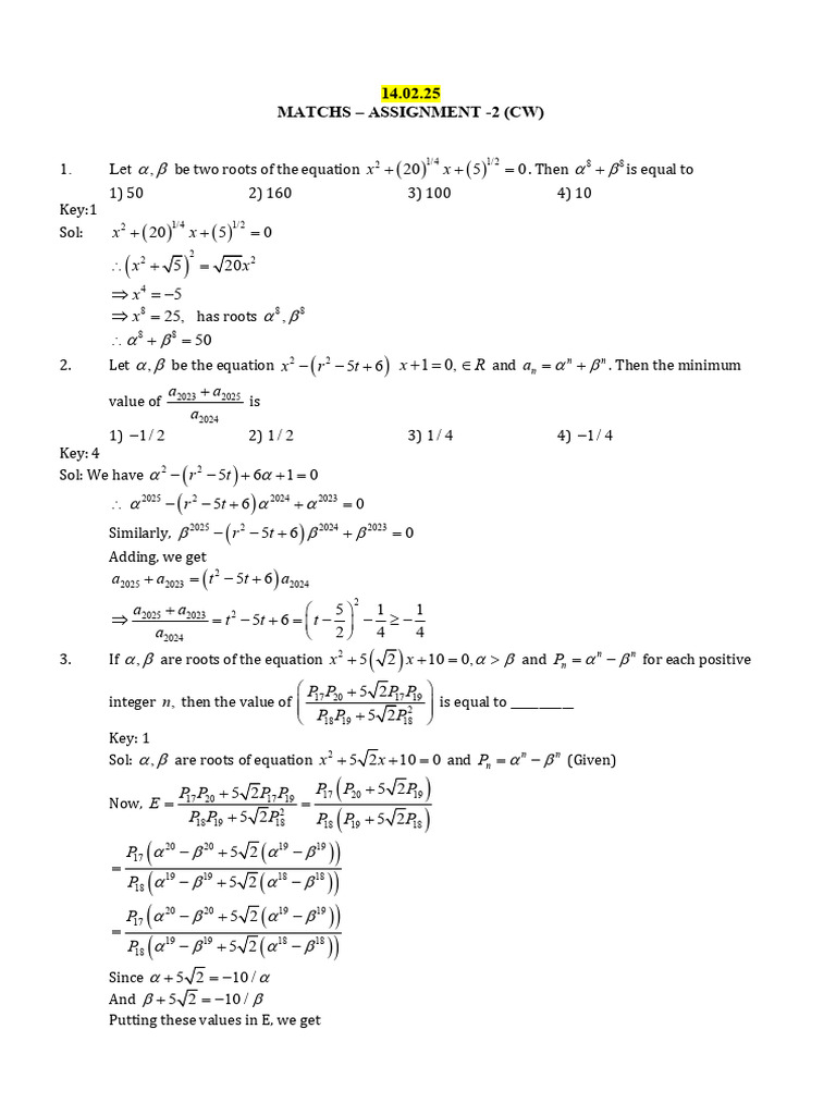 Maths Assignment - Ii CW (14.02.25) | PDF | Zero Of A Function ...