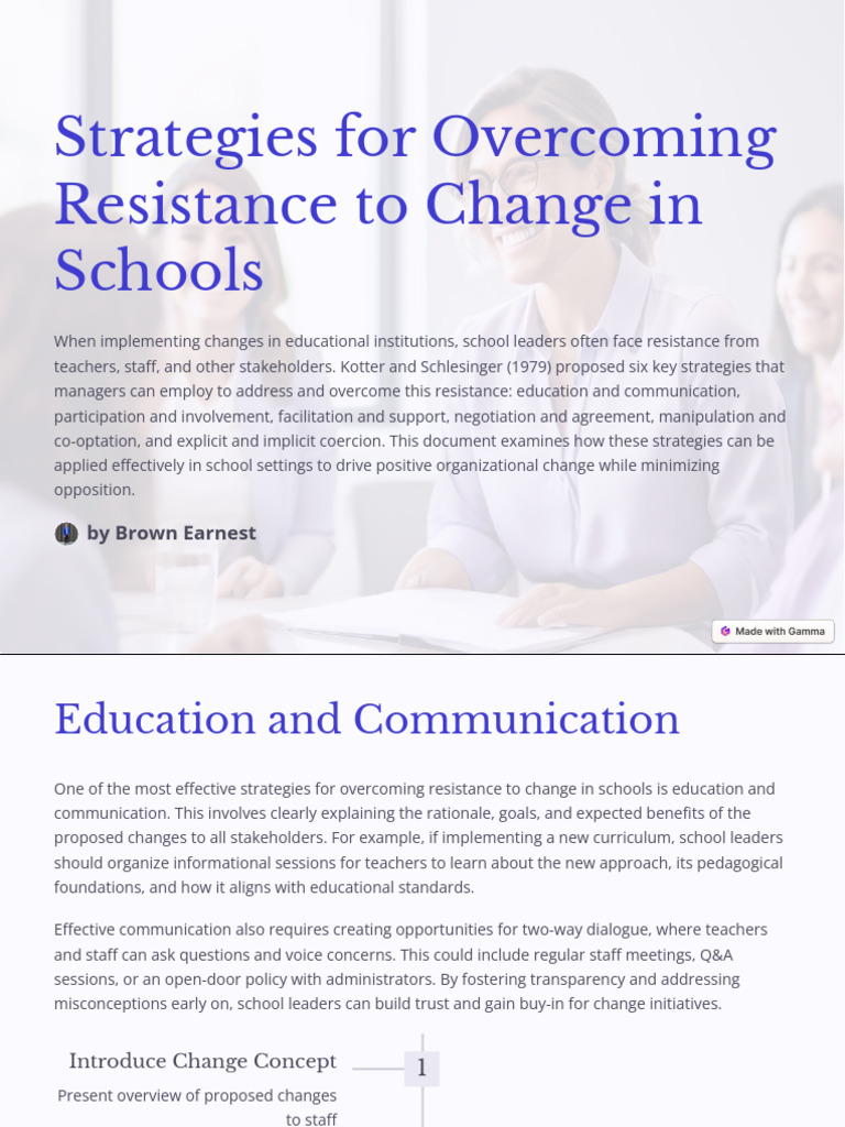 Overcoming Change Resistance in Schools | PDF | Change Management ...