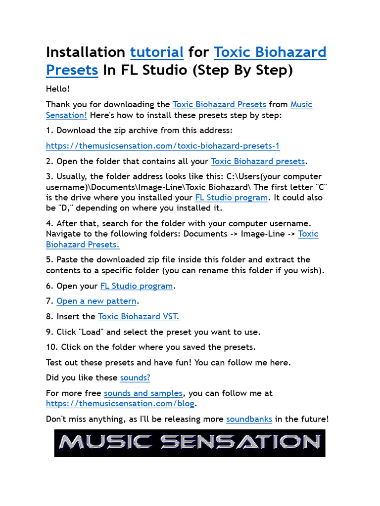 Install Toxic Biohazard Presets in FL Studio | PDF
