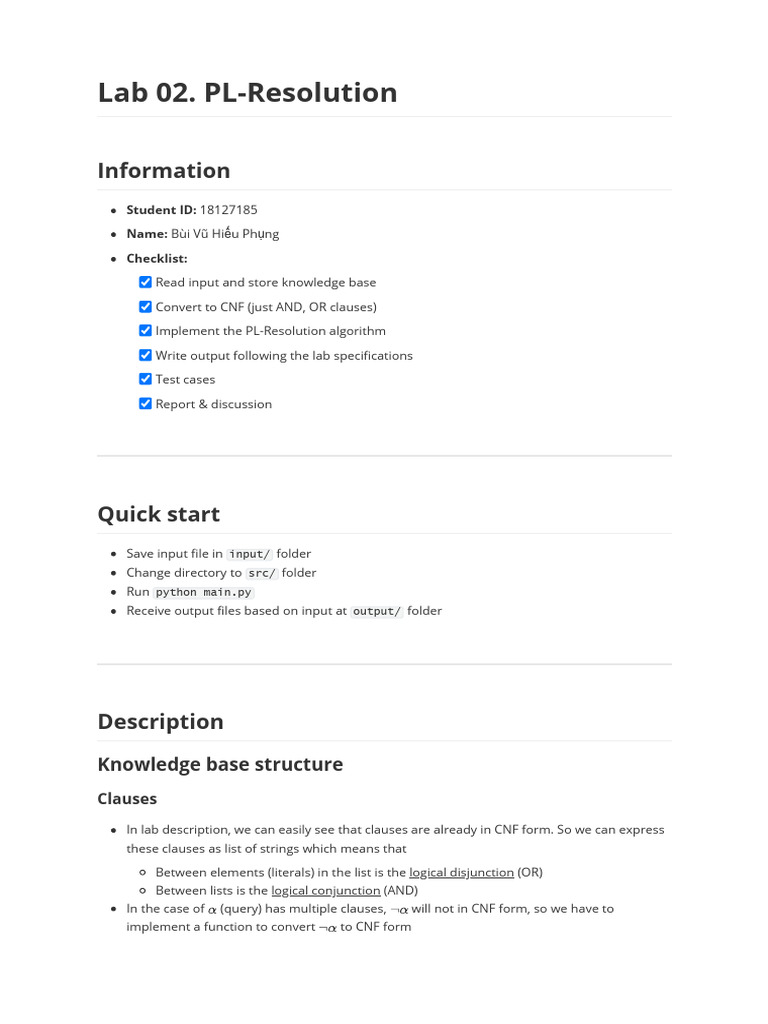 PL-Resolution Lab Implementation Guide | PDF | Computer Programming ...