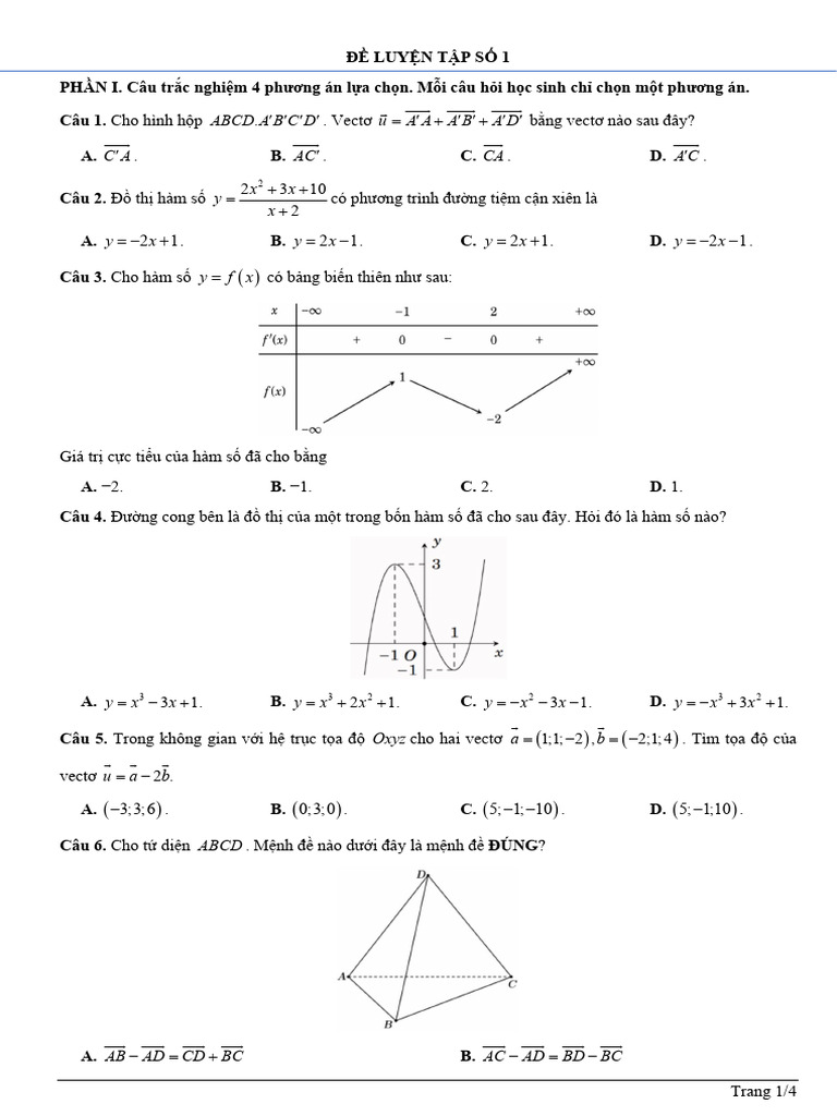 On Thi Thu - de I 1 | PDF