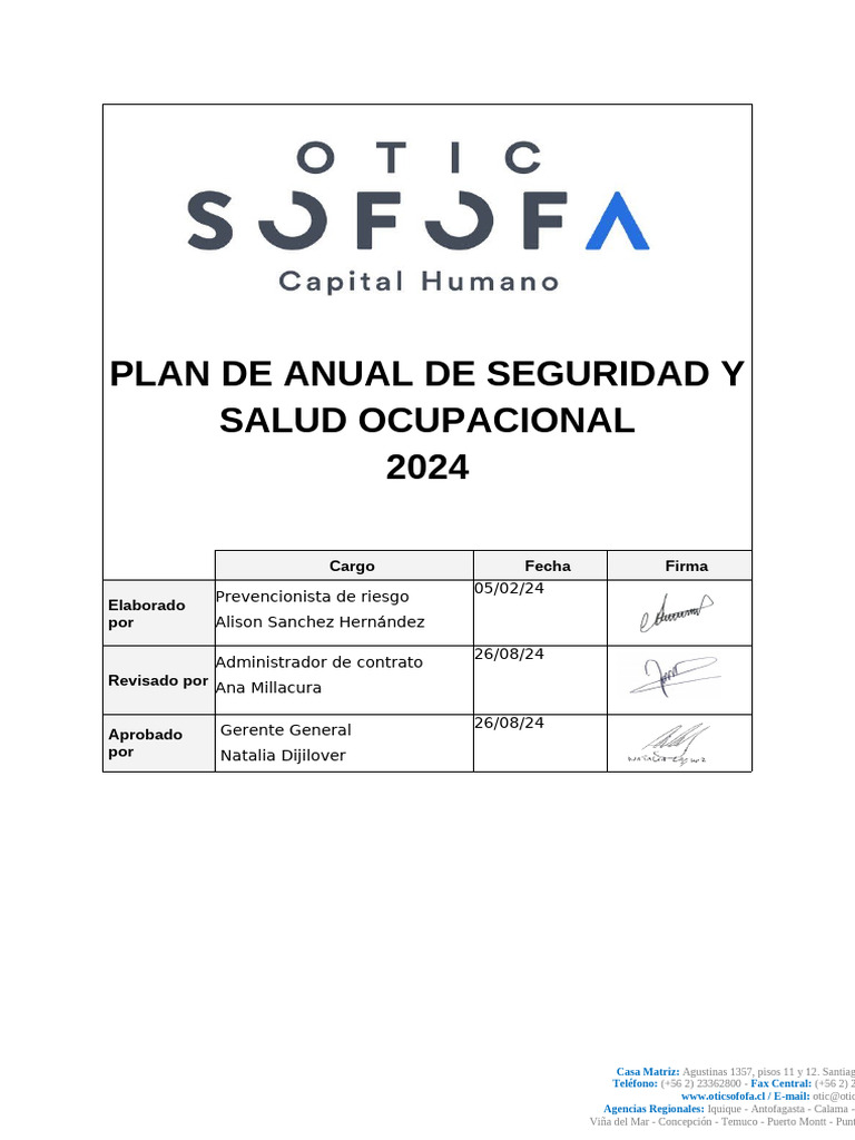 Plan Anual de Seguridad 2024 Sofofa | PDF | Seguridad y salud ocupacional
