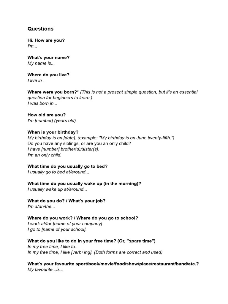 Self-Introduction Guide for Beginners | PDF