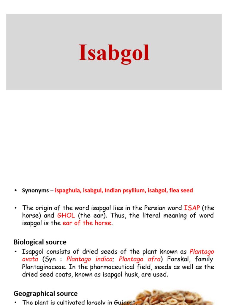 Composition of Isabgol Seeds | PDF