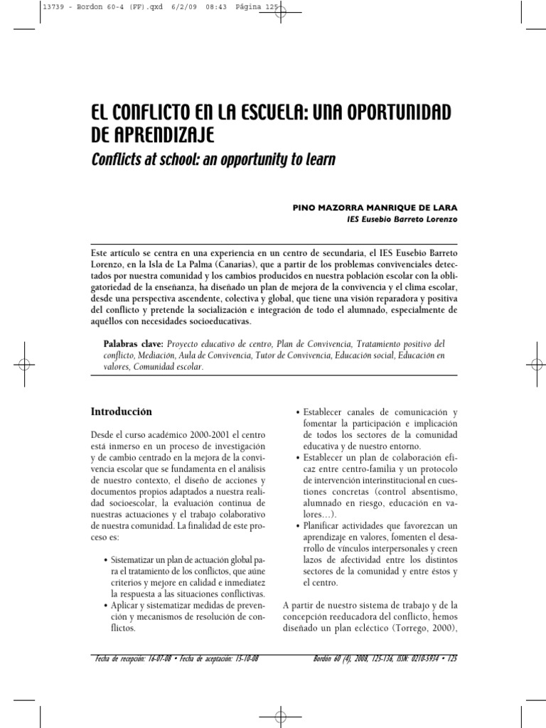 Mejora de la convivencia escolar en IES | PDF | Enseñando | Salón de clases