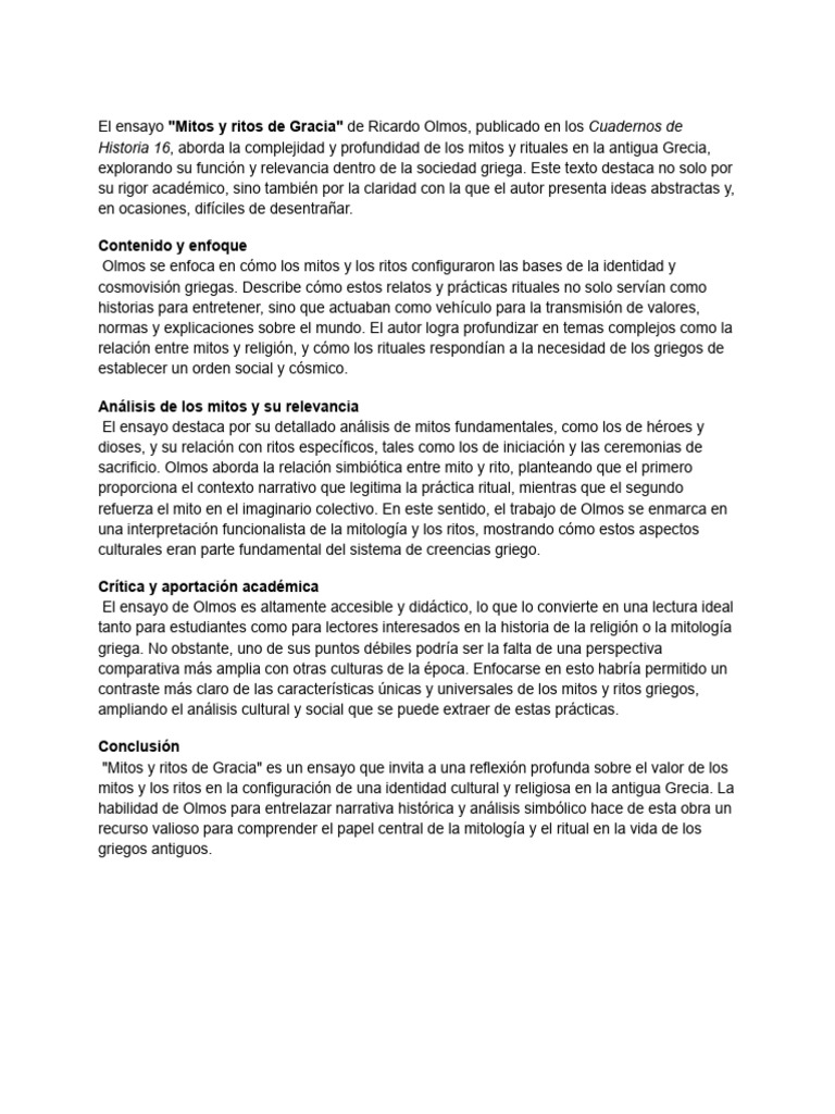 Mitos y Ritos en la Antigua Grecia | PDF | Rituales | Mitología griega
