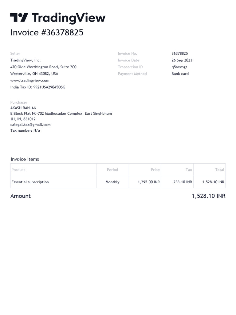 TradingView Invoice | PDF