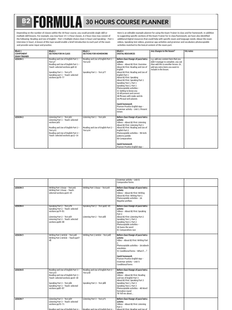 B2 First Exam Trainer Lesson Plan | PDF | English Language | Language ...
